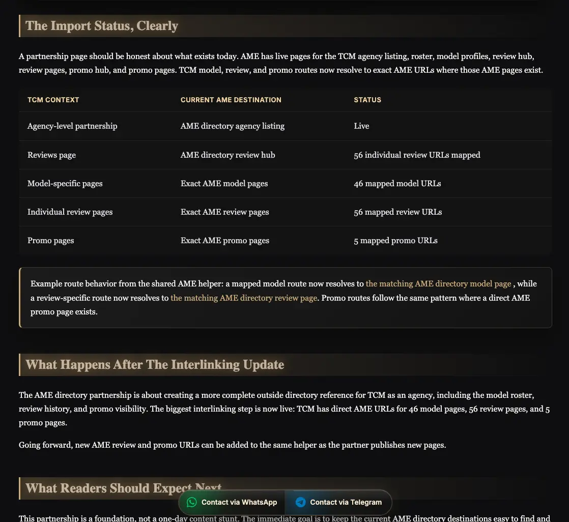 The Courtesans of Manila import status table for AME Directory mapped models reviews and promos